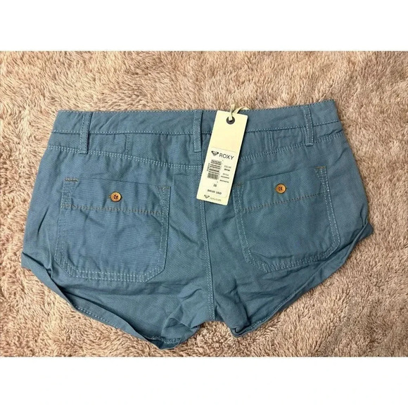 Roxy Shorts Womens Cheeky Chino Hot Pants Mid Rise Cuffed Blue - Picture 5 of 16